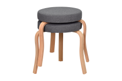 Vilinze Ege Teddy Naturel Ahşap Ayak İstiflenebilir Mutfak-Balkon Taburesi Antrasit - 2 Adet