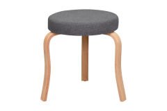 Vilinze Ege Teddy Naturel Ahşap Ayak İstiflenebilir Mutfak-Balkon Taburesi Antrasit - 4 Adet