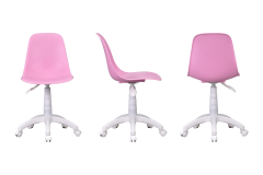 Vilinze Eames Çalışma Koltuğu Tekerlekli Ofis Sandalyesi Beyaz - Pembe