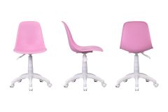 Vilinze Eames Çalışma Koltuğu Tekerlekli Ofis Sandalyesi Beyaz - Pembe