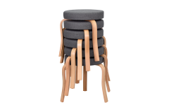 Vilinze Ege Teddy Naturel Ahşap Ayak İstiflenebilir Mutfak-Balkon Taburesi Antrasit - 6 Adet