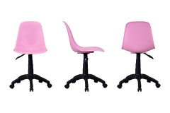 Vilinze Eames Çalışma Koltuğu Tekerlekli Ofis Sandalyesi Siyah - Pembe