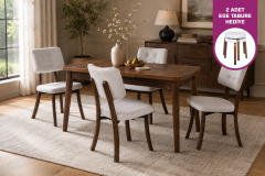 Vilinze Mir Ahşap Sandalye Aras Ahşap Mutfak Masası Takımı - 80x140 cm