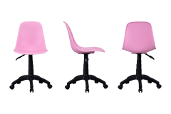 Vilinze Eames Çalışma Koltuğu Tekerlekli Ofis Sandalyesi Siyah - Pembe