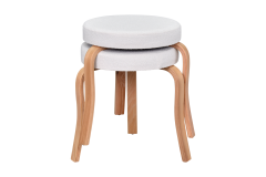 Vilinze Ege Teddy Naturel Ahşap Ayak İstiflenebilir Mutfak-Balkon Taburesi Beyaz - 2 Adet