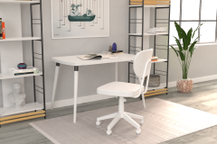 Vilinze Deniz Çalışma Koltuğu Tekerlekli Ofis Sandalyesi Beyaz - Deri Beyaz