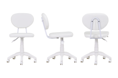 Vilinze Deniz Çalışma Koltuğu Tekerlekli Ofis Sandalyesi Beyaz - Deri Beyaz