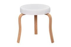 Ege Teddy Naturel Ahşap Ayak İstiflenebilir Mutfak-Balkon Taburesi Beyaz - 6 Adet