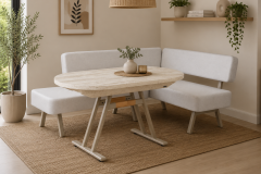 Vilinze Bolvadin Köşe Afyon Traverten Mutfak Masası Takımı - 80x140 cm