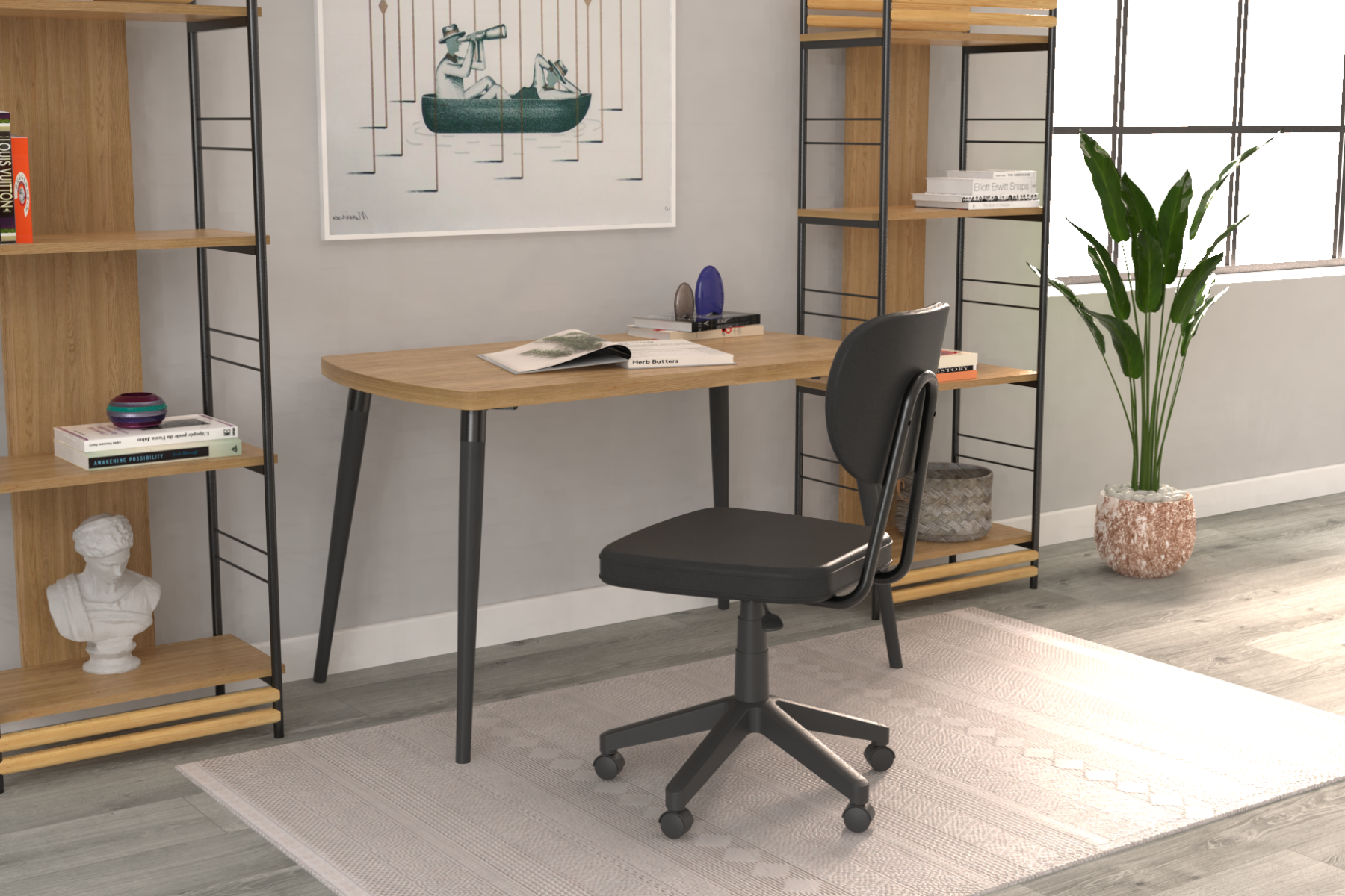 Vilinze Deniz Çalışma Koltuğu Tekerlekli Ofis Sandalyesi Siyah - Deri Siyah