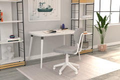 Vilinze Deniz Çalışma Koltuğu Tekerlekli Ofis Sandalyesi Beyaz - Teddy Açık Gri