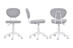 Vilinze Deniz Çalışma Koltuğu Tekerlekli Ofis Sandalyesi Beyaz - Teddy Açık Gri