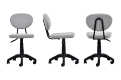 Vilinze Deniz Çalışma Koltuğu Tekerlekli Ofis Sandalyesi Siyah - Teddy Açık Gri