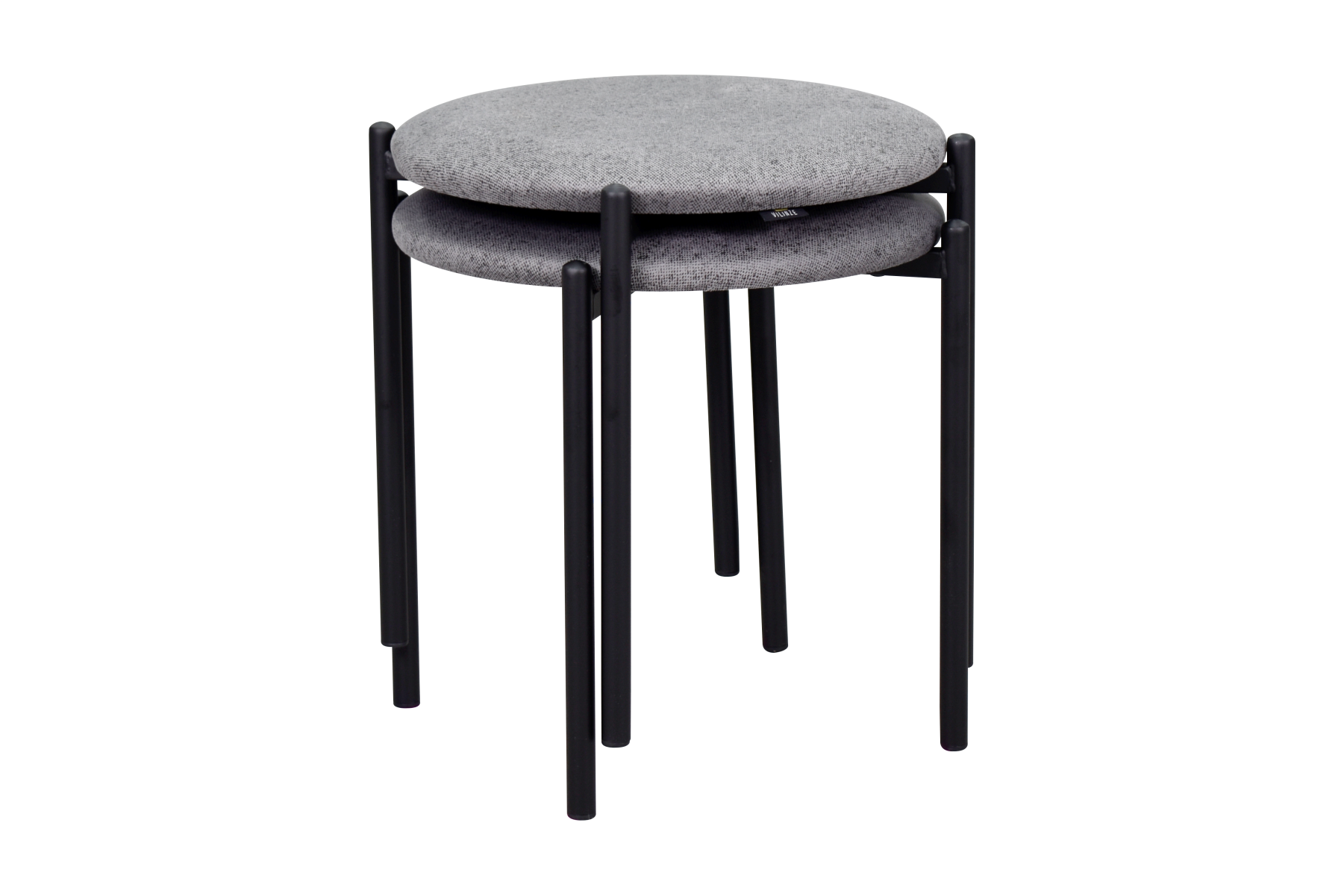 Vilinze Nil Siyah Metal Ayak İstiflenebilir Mutfak-Balkon Taburesi Gri - 2 Adet