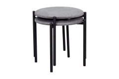 Vilinze Nil Siyah Metal Ayak İstiflenebilir Mutfak-Balkon Taburesi Gri - 2 Adet