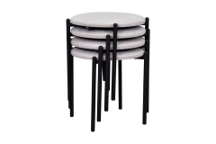 Nil Siyah Metal Ayak İstiflenebilir Mutfak-Balkon Taburesi Krem - 4 Adet