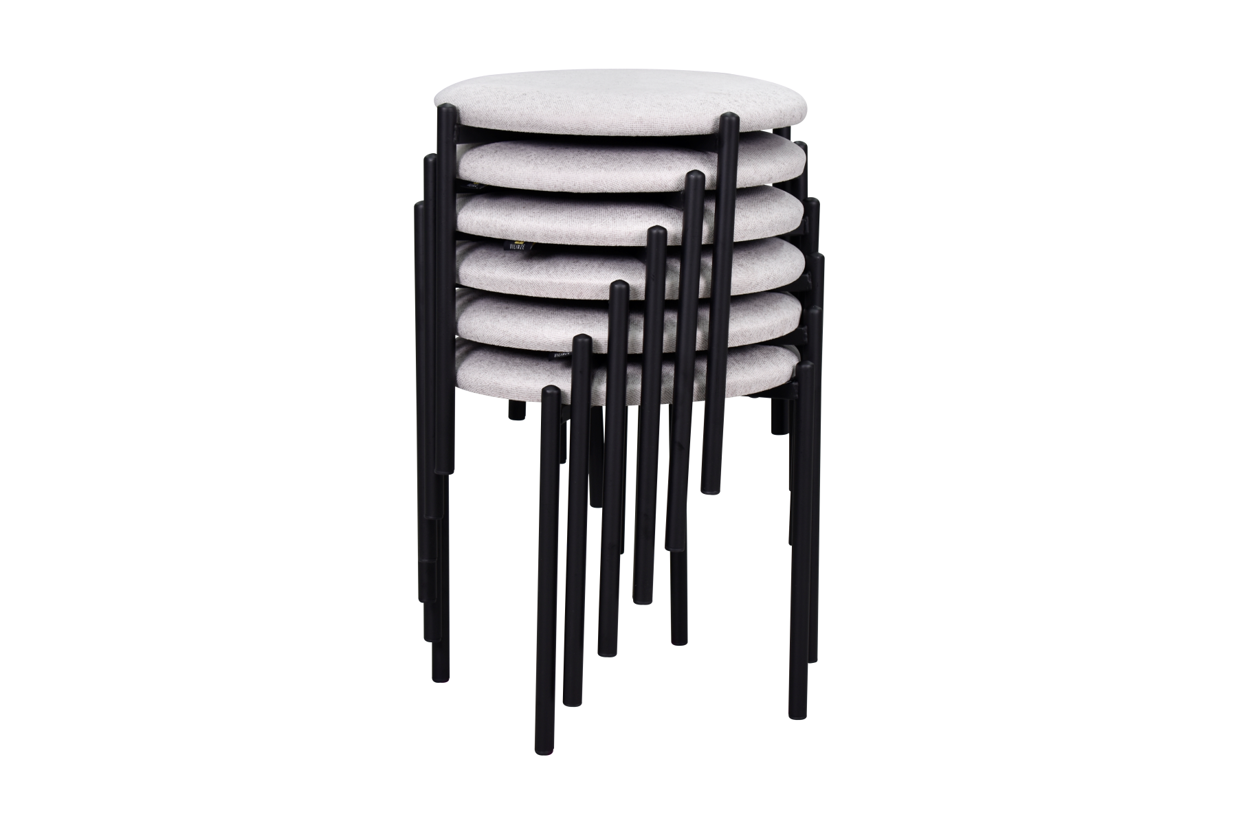 Vilinze Nil Siyah Metal Ayak İstiflenebilir Mutfak-Balkon Taburesi Krem - 6 Adet