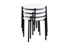 Vilinze Nil Siyah Metal Ayak Deri İstiflenebilir Mutfak-Balkon Taburesi