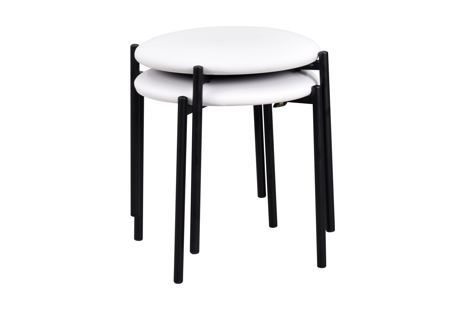 Vilinze Nil Siyah Metal Ayak Deri İstiflenebilir Mutfak-Balkon Taburesi Beyaz - 2 Adet