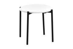 Vilinze Nil Siyah Metal Ayak Deri İstiflenebilir Mutfak-Balkon Taburesi Beyaz - 2 Adet