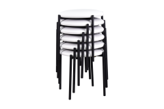 Vilinze Nil Siyah Metal Ayak Deri İstiflenebilir Mutfak-Balkon Taburesi Beyaz - 6 Adet