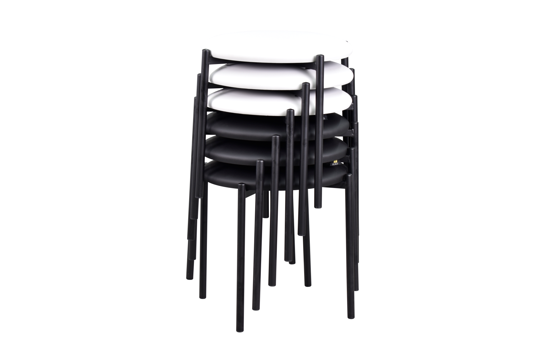 Nil Siyah Metal Ayak Deri İstiflenebilir Mutfak-Balkon Taburesi 6 Adet - Karışık 1