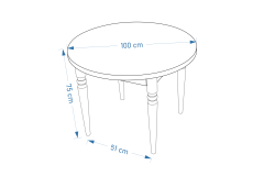 Vilinze Turna Yuvarlak Mutfak Masası - 100 cm