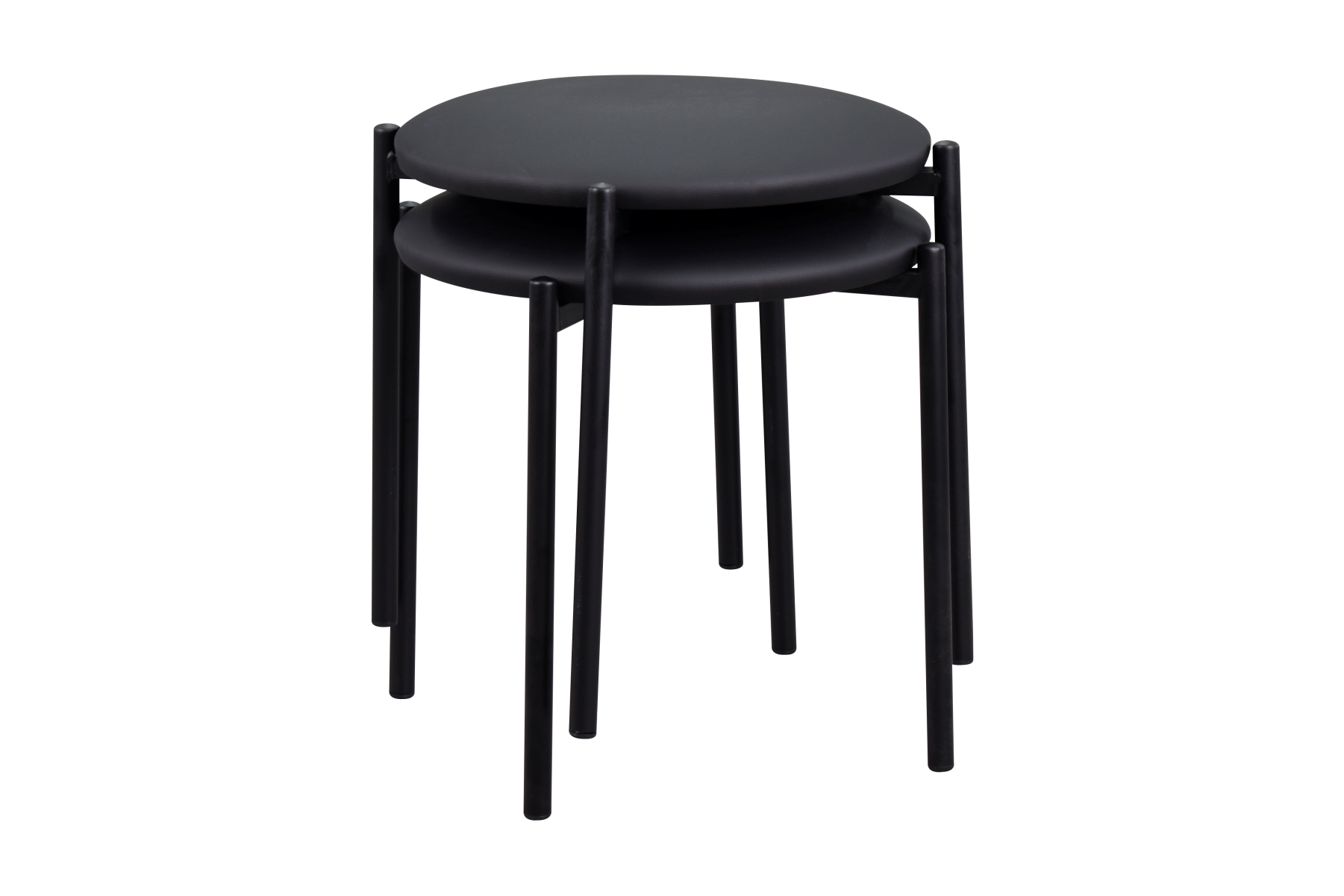 Nil Siyah Metal Ayak Deri İstiflenebilir Mutfak-Balkon Taburesi Siyah - 2 Adet