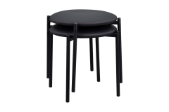 Nil Siyah Metal Ayak Deri İstiflenebilir Mutfak-Balkon Taburesi Siyah - 2 Adet