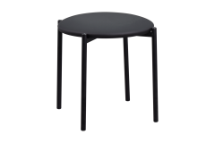 Nil Siyah Metal Ayak Deri İstiflenebilir Mutfak-Balkon Taburesi Siyah - 4 Adet