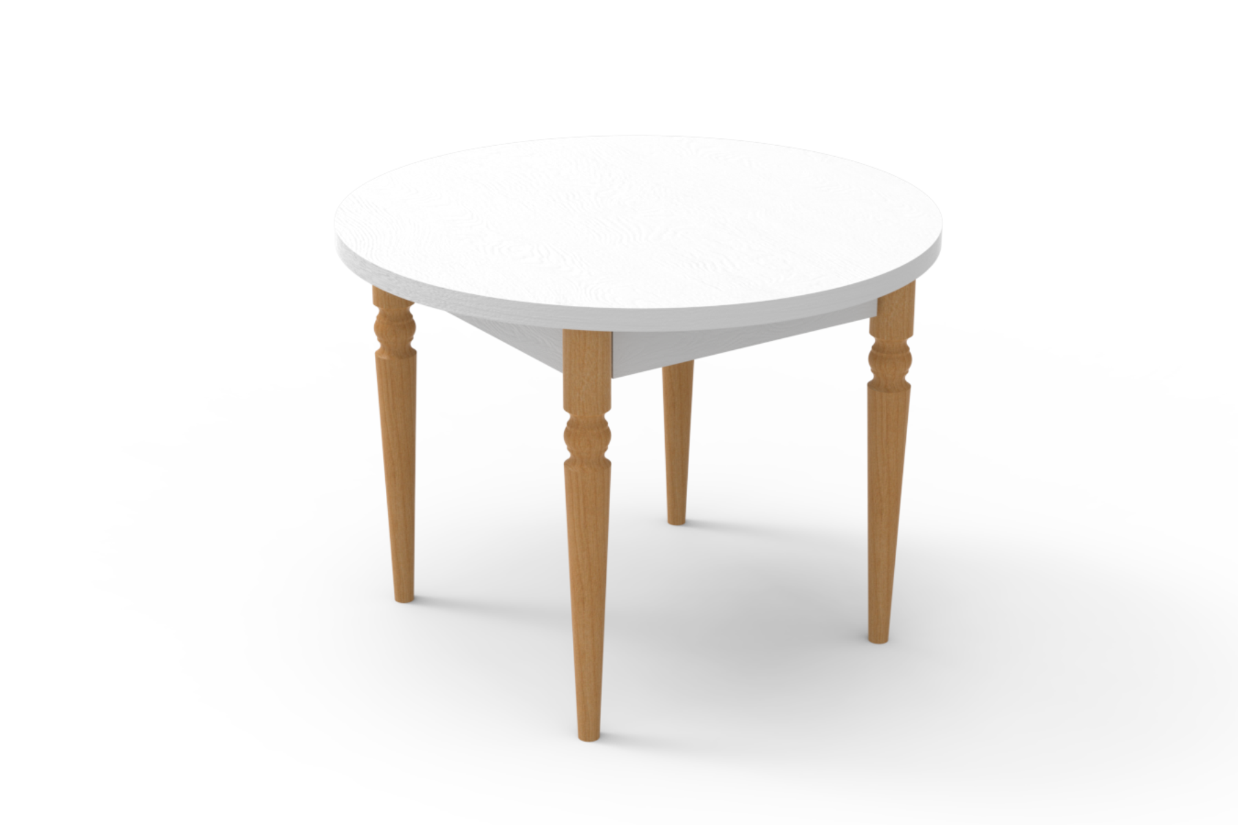 Vilinze Turna Yuvarlak Mutfak Masası - 100 cm Beyaz/Naturel