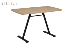 Vilinze Damla Sandalye Tatvan Siyah Ayak Mutfak Masası Takımı - 70x120 cm Naturel