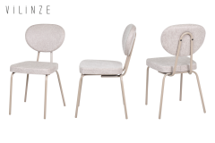Vilinze Damla Sandalye Tatvan Vizon Ayak Mutfak Masası Takımı - 70x120 cm Traverten