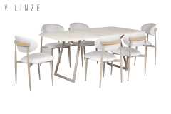 Vilinze Venüs Sandalye Truva Vizon Ayak Mutfak Masası Takımı - 90x180 cm