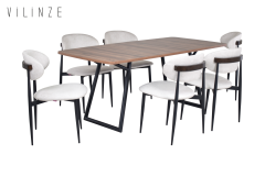 Vilinze Venüs Sandalye Truva Siyah Ayak Mutfak Masası Takımı - 90x180 cm