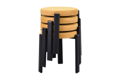 Teras Siyah Metal Ayak İstiflenebilir Mutfak-Balkon Taburesi