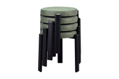 Vilinze Teras Siyah Metal Ayak İstiflenebilir Mutfak-Balkon Taburesi