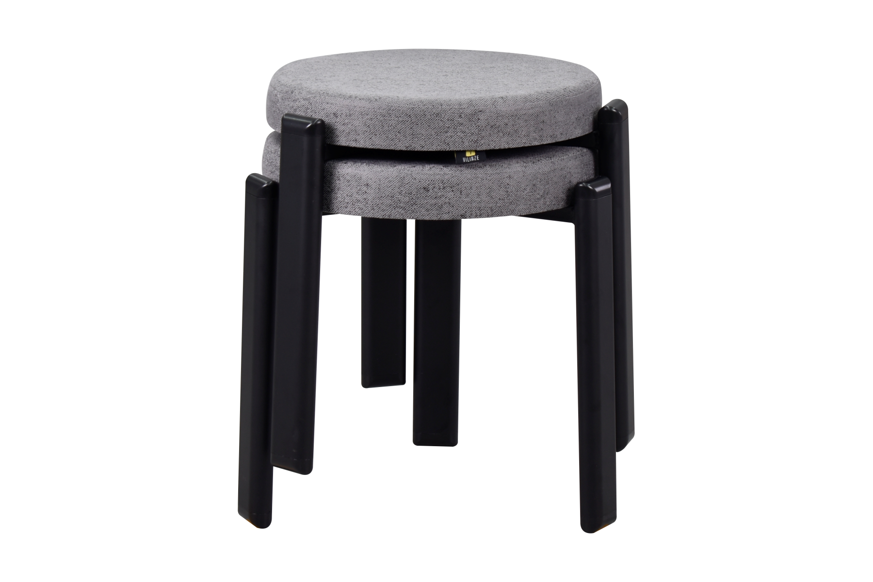 Vilinze Teras Siyah Metal Ayak İstiflenebilir Mutfak-Balkon Taburesi Gri - 2 Adet