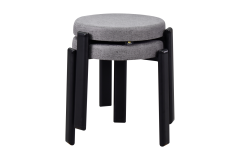 Vilinze Teras Siyah Metal Ayak İstiflenebilir Mutfak-Balkon Taburesi Gri - 2 Adet