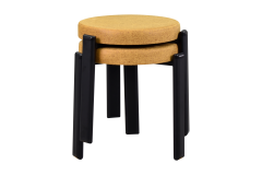 Teras Siyah Metal Ayak İstiflenebilir Mutfak-Balkon Taburesi Sarı - 2 Adet