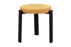 Teras Siyah Metal Ayak İstiflenebilir Mutfak-Balkon Taburesi Sarı - 2 Adet