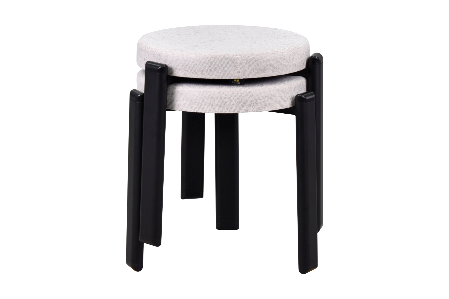 Vilinze Teras Siyah Metal Ayak İstiflenebilir Mutfak-Balkon Taburesi Krem - 2 Adet