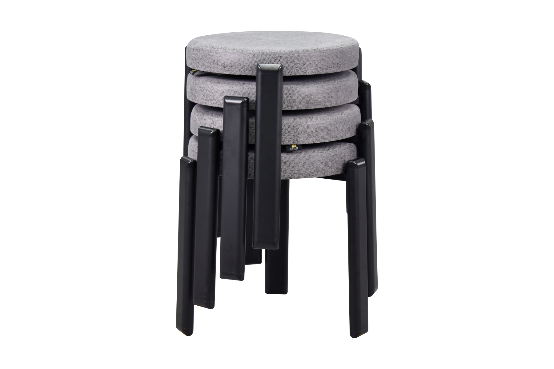 Vilinze Teras Siyah Metal Ayak İstiflenebilir Mutfak-Balkon Taburesi Gri - 4 Adet