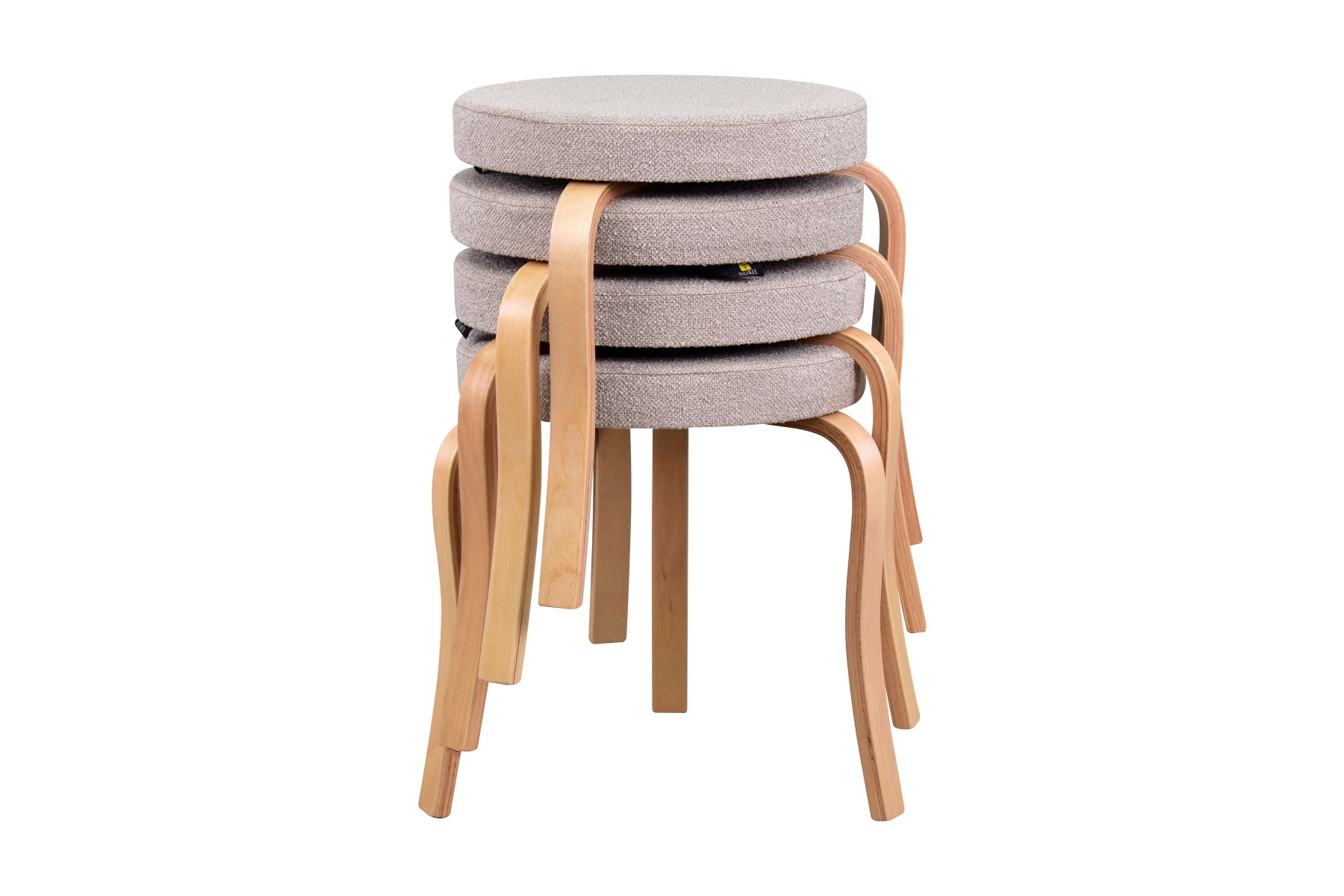 Ege Teddy Naturel Ahşap Ayak İstiflenebilir Mutfak-Balkon Taburesi Bej - 4 Adet