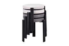 Vilinze Teras Siyah Metal Ayak İstiflenebilir Mutfak-Balkon Taburesi Karışık 1 - 4 Adet