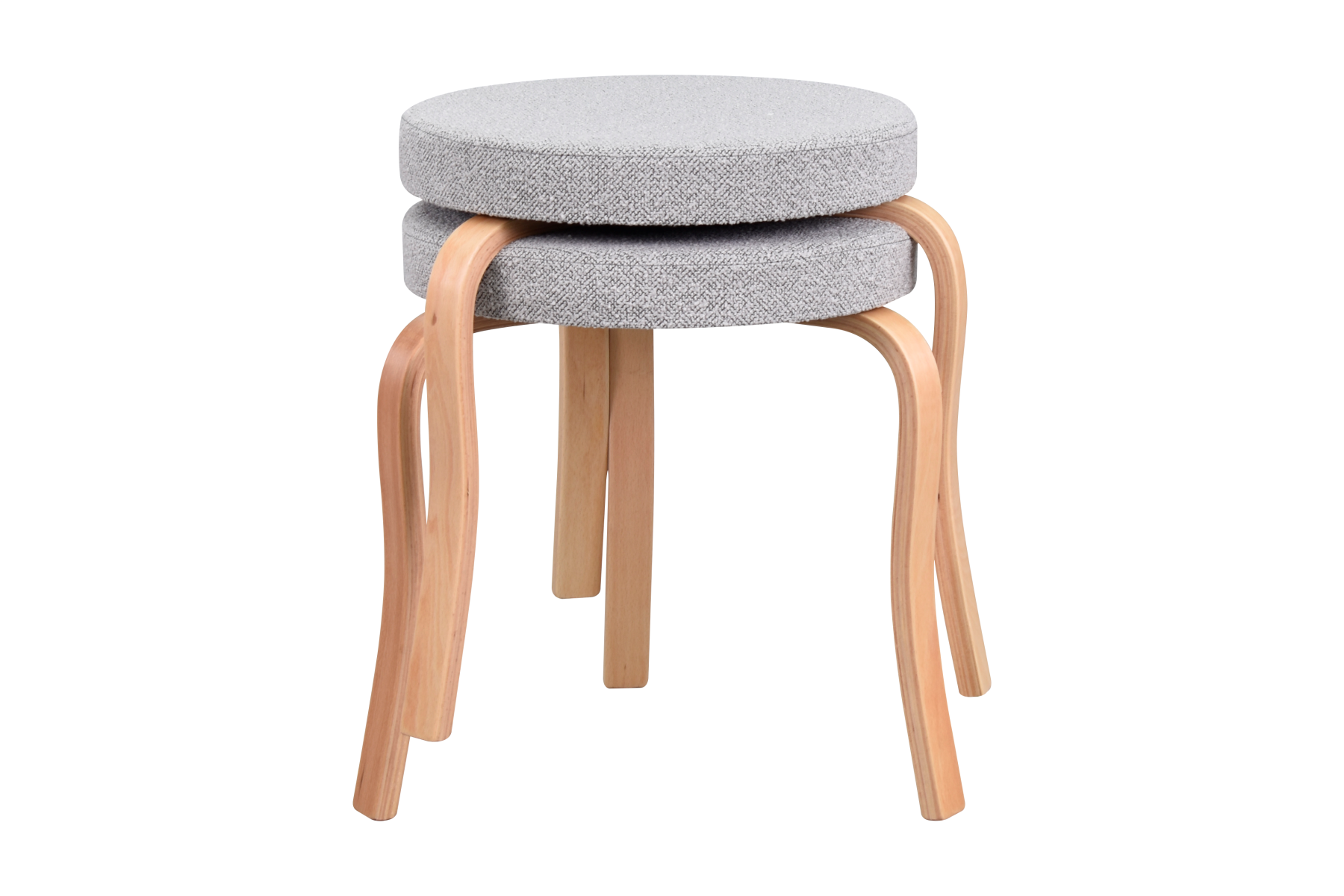 Ege Teddy Naturel Ahşap Ayak İstiflenebilir Mutfak-Balkon Taburesi Açık Gri - 2 Adet