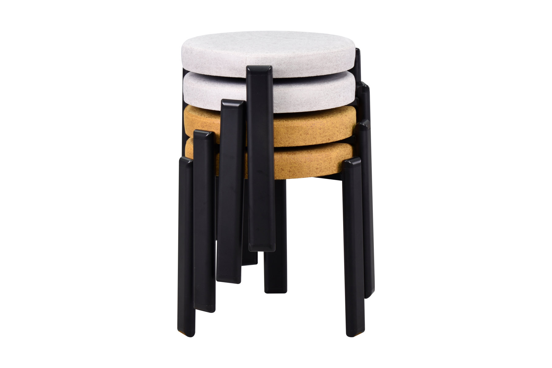 Vilinze Teras Siyah Metal Ayak İstiflenebilir Mutfak-Balkon Taburesi Karışık 3 - 4 Adet