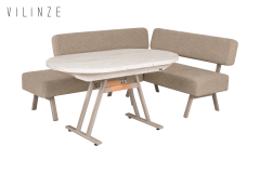 Vilinze Bolvadin Köşe Afyon Traverten Mutfak Masası Takımı - 80x140 cm Köşe + Masa - Kahverengi