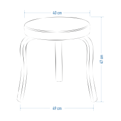Ege Teddy Naturel Ahşap Ayak İstiflenebilir Mutfak-Balkon Taburesi Açık Gri - 4 Adet