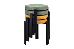 Vilinze Teras Siyah Metal Ayak İstiflenebilir Mutfak-Balkon Taburesi Karışık 4 - 4 Adet